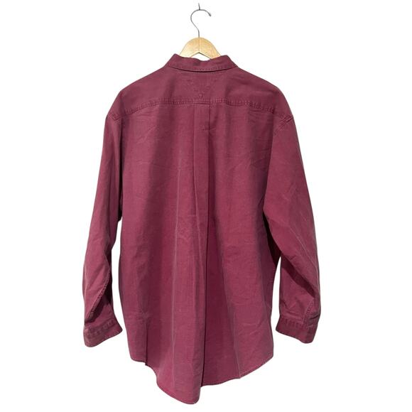 Tommy Hilfiger Vintage Mens L Button Up Embroidered Crest Pockets Faded Red - Picture 5 of 6